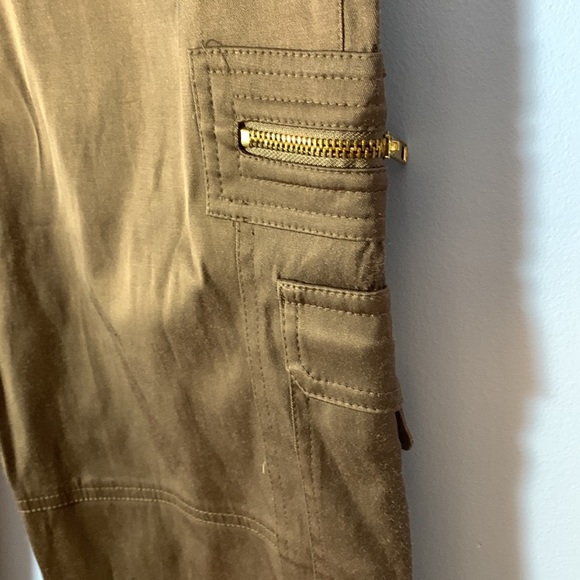 Caché size 10 brown cargo capris satin canvas brass hardware vintage Y2k - Picture 3 of 10